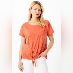 Anybody Loungewear Orange Tie Front Tee T-Shirt XL cotton Modal Spandex